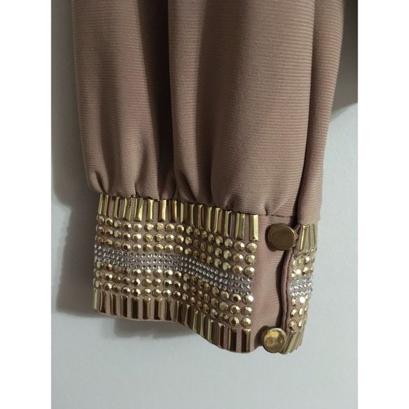 A'Gaci Brown Large Wrap Casual Business Occasion Embellished Top - Picture 2 of 3
